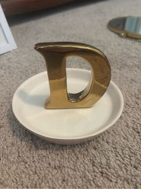 Gold Letter D Decorative Ring Dish